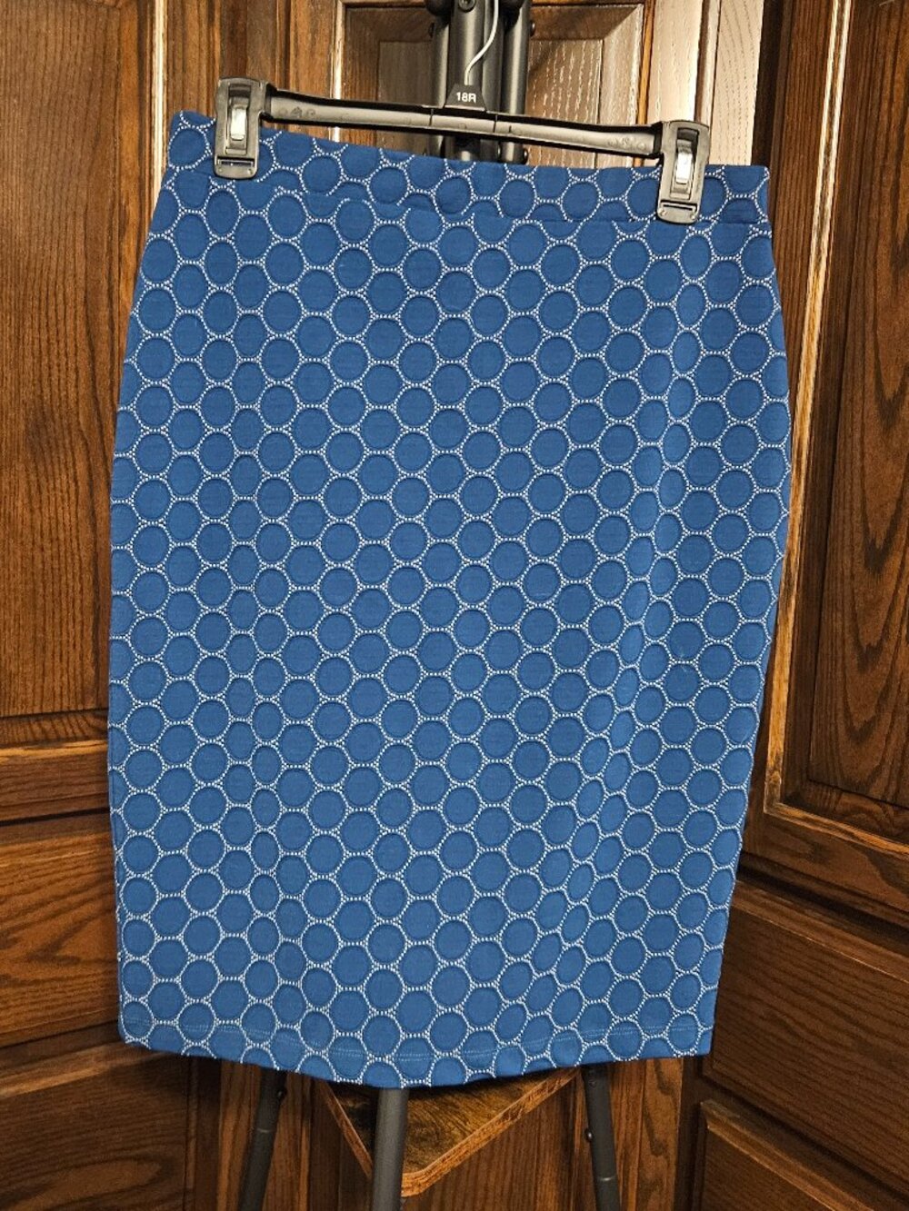 Leota Blue Circle Print Stretch Pencil Skirt Size Medium